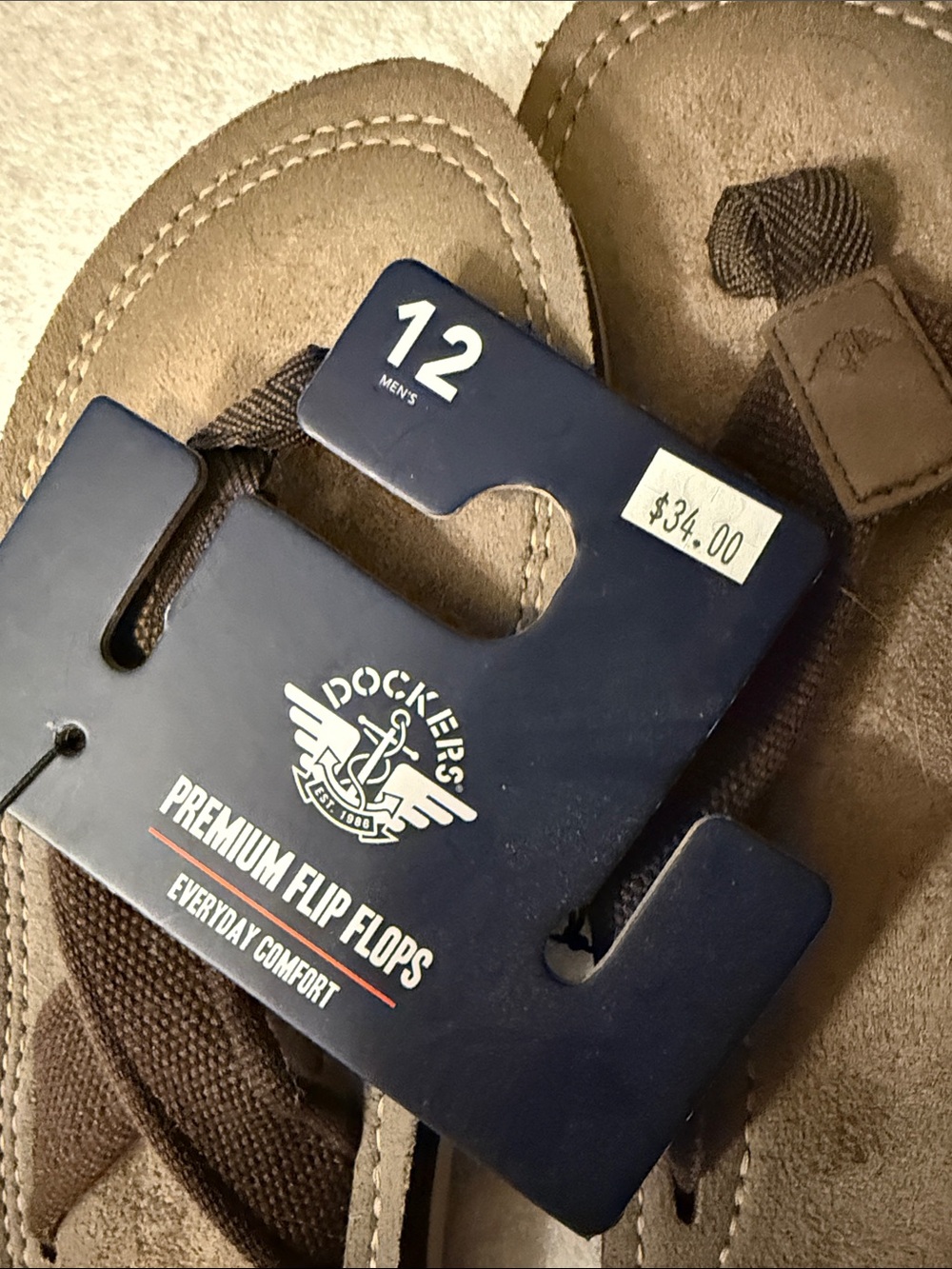 Dockers Men's Dark Brown Suede-Look Flip Flop Sandals - Picture 4 of 4